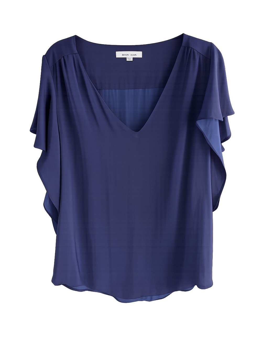 Naked Zebra Navy Flutter-Sleeve Blouse - Size Medium